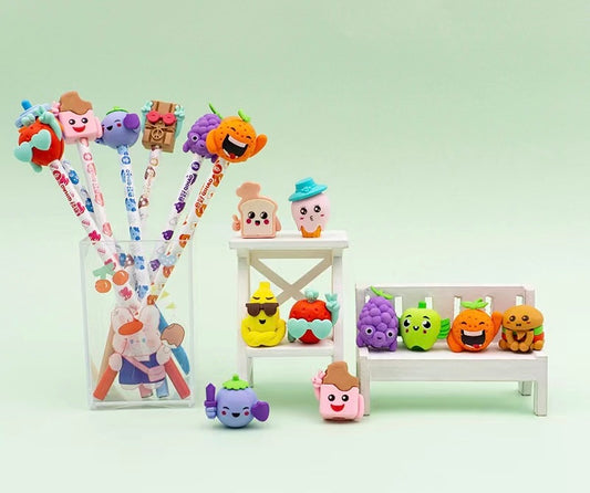 Crazy Food Eraser Set with Pencil Topper