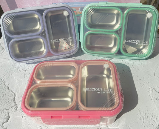 Stainless Steel bento lunch box with 3 compartment
