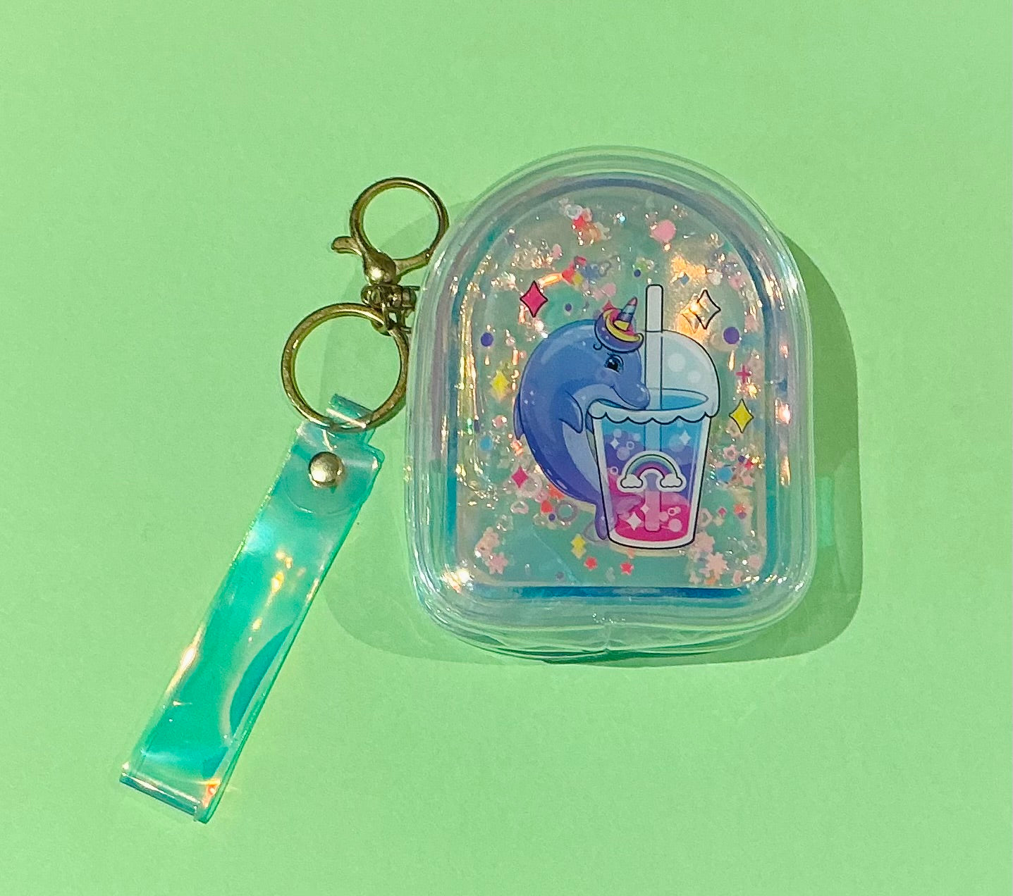 Holographic Coin Pouch with Strap- Cute, Compact & Sparkly