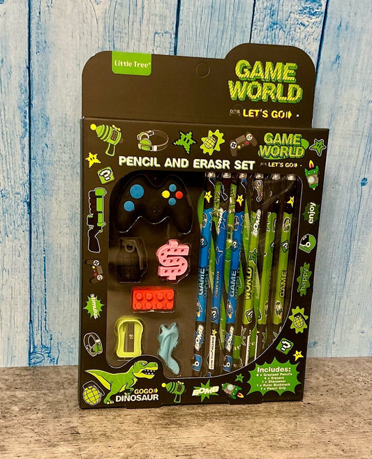 Game World- Pencil & Eraser Set