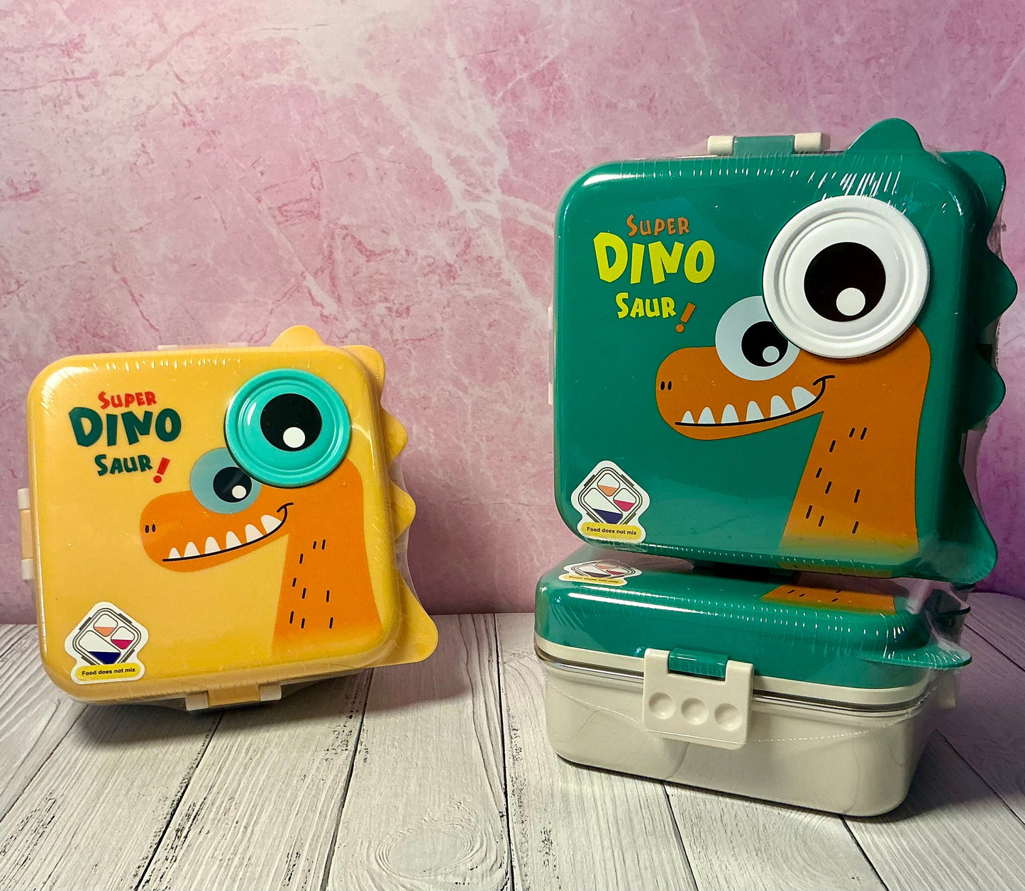 Dino 3 compartment stainless steel lunch box