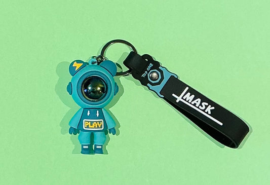 Astronaut Bear Keychain with Strap- Play Mode On