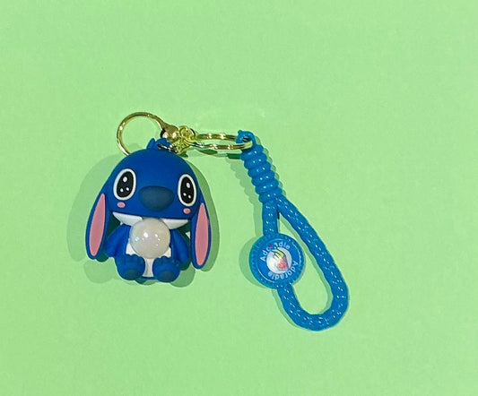 Stitch Silicone Keychain with light & strap